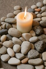 Obraz na płótnie Canvas Composition with spa stones and candles