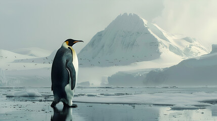 Majestic Emperor Penguin Standing Tall Amidst a Vast Landscape