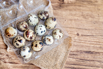 Quail  Eggs on wooden background