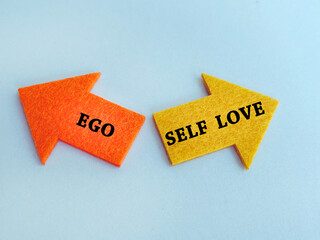 Ego or self love written on arrows 