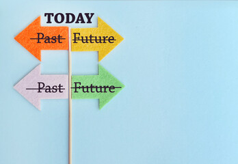 Past or Future written on colorful arrows 