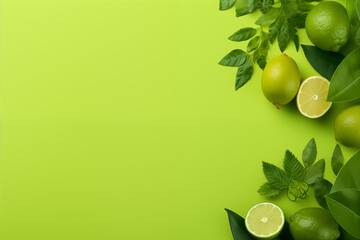 Green background with leaves and lemons.