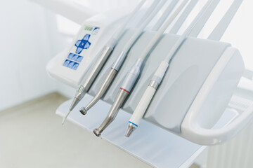 Sterile metal instruments for dental treatment. Tools for the dental office