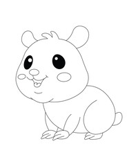 Hamster Coloring Book Page For Kids 
