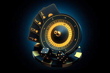 mix casino sport roulette slot cards football basketball 3d render 3d rendering illustration 