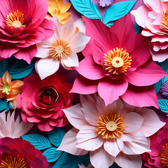 3d digital multi colors flowers pattern