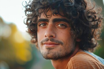 Close Up of Person With Curly Hair - obrazy, fototapety, plakaty