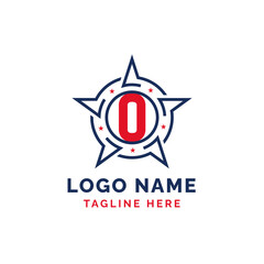 Obraz premium Letter O Star Patriotic Logo Design. Patriotic O Logo with Star