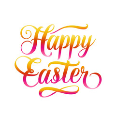 Bright Happy Easter Text Isolated White Background