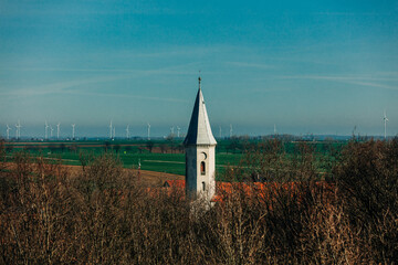 View on church tower in Lower Silesia, Poland