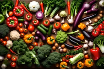 Keuken spatwand met foto vegetables on a black background © Shahzad