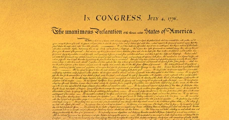 Tuinposter Europese plekken Digital image of written constitution of the United States moving in the screen against brown backgr