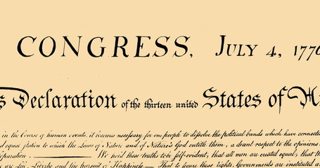 Fototapeta premium Digital image of written constitution of the United States moving in the screen against beige backgr
