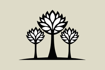 three pam trees haddraw logo outline 