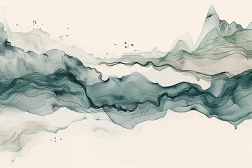 Obraz premium Abstract Background Ink Line Decoration Painting Landscape Artistic Conception.