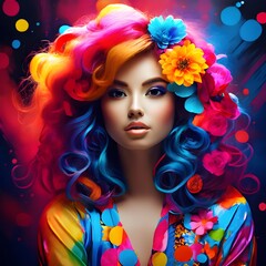 portrait of a woman with colorful makeup