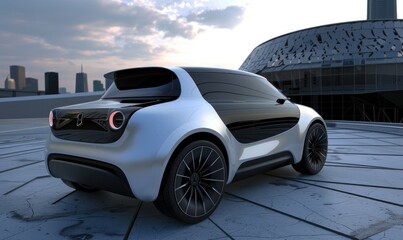 A modern two seater EV car concept - obrazy, fototapety, plakaty