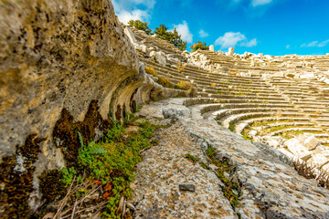 Termessos ancient city the amphitheatre. Termessos is one of Antalya -Turkey's most outstanding archaeological sites. Despite the long siege, Alexander the Great could not capture the ancient city.