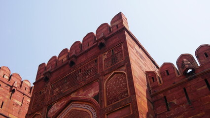 Fort Rouge,  monument important Moghol et style architectural hindu, beauté historique et...