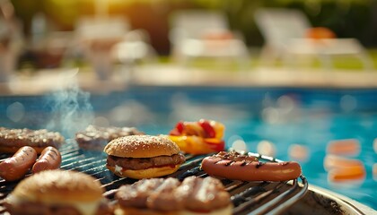 Savor the Flavor BBQ Delights by the Pool on a Perfect Summer Day with Family and Friends