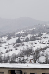 new, countryside, morning, eastern, mountains, town, impressionism, carpathians, sunrise, snowfall,...