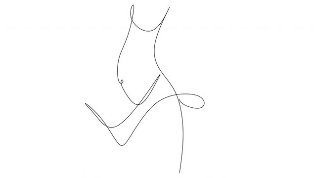 Continuous line drawing of woman with glass, vector illustration. Minimalist beauty of woman in dress
