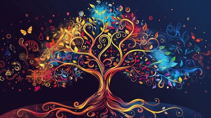 Tree of Religious Symbols Signifying Unity in Diversity