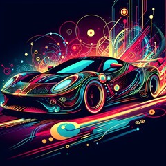 abstract background with super car