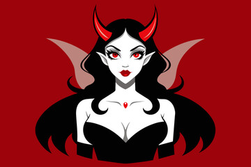 illustration of beautiful lady devil 