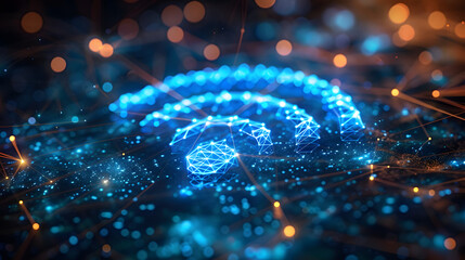 Wireless network and connection abstract data background with wifi symbol