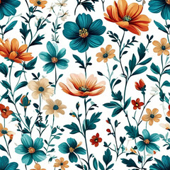 Digital flowers fabric and paper print 