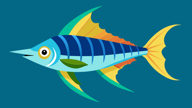 colorful swordfish swimming in blue water clip art preview