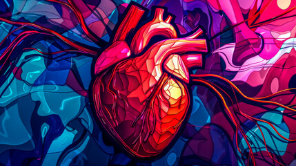 Colorful abstract art of human heart