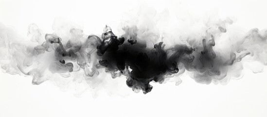 Captured in black and white, this image showcases a detailed close-up of smoke, creating a dramatic...