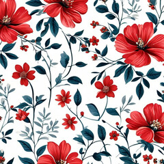 Seamless pattern with flowers, digital Ai art printable