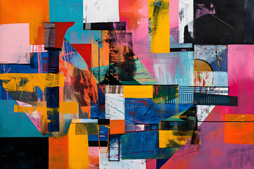 Naklejka premium Abstract Multicolored Graffiti Background on an Old, Weathered Wall