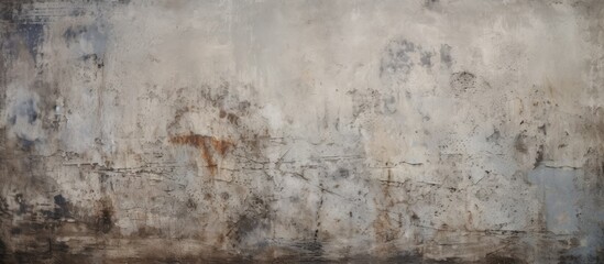 The black and white image showcases a grungy concrete wall, displaying its old texture and worn...
