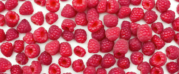 Collection or set of various fresh ripe raspberries