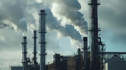 Obraz premium a factory with smoke stacks