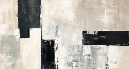 a painting with black and white squares