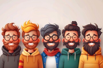 The modern illustration shows a smiling cartoon avatar. The layered modern EPS10 file can be scaled to any size without sacrificing quality. The raster JPG file contains the high-resolution portrait. - obrazy, fototapety, plakaty