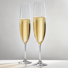 a pair of elegant champagne in watercolor style 