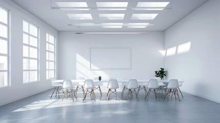 An empty meeting room within an office setting