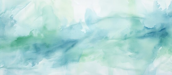 A detailed closeup of a watercolor painting depicting swirling blue and green fluid resembling a cumulus cloud against a white background, evoking a freezing meteorological phenomenon - obrazy, fototapety, plakaty
