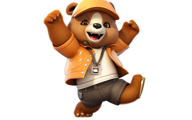 Dancing Bear and DJ Sloth Isolated On Transparent Background PNG.