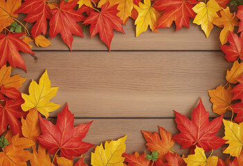 Naklejka na ściany i meble Autumn leaf frame graphic