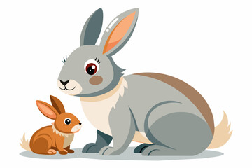 Polish rabbit with baby vector arts illustration