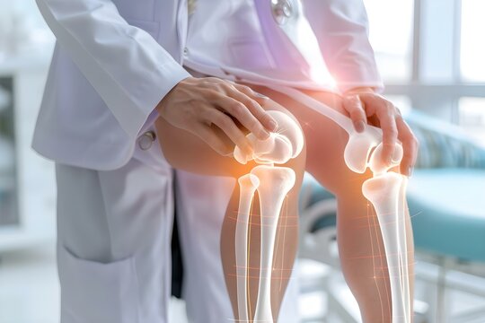 Healthcare professional presenting arthritis management techniques with visual aids showing different types of arthritis affecting joints. Concept Healthcare, Arthritis Management, Visual Aids