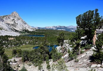 Young Lakes below Ragged Peak in Yosemite National Park, California.
