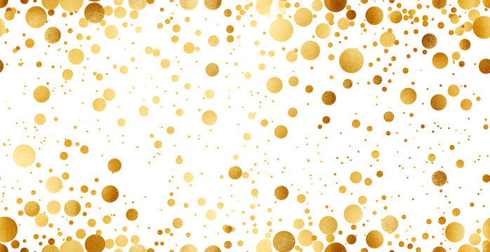 Seamless pattern with gold polka dot confetti